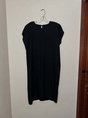 Joie Black Pima Cotton Modal Oversized Cap Sleeve T-Shirt Dress